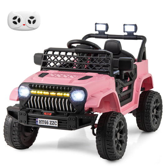 12V Kids Ride on Truck Battery Powered Car in pink with parental remote control
