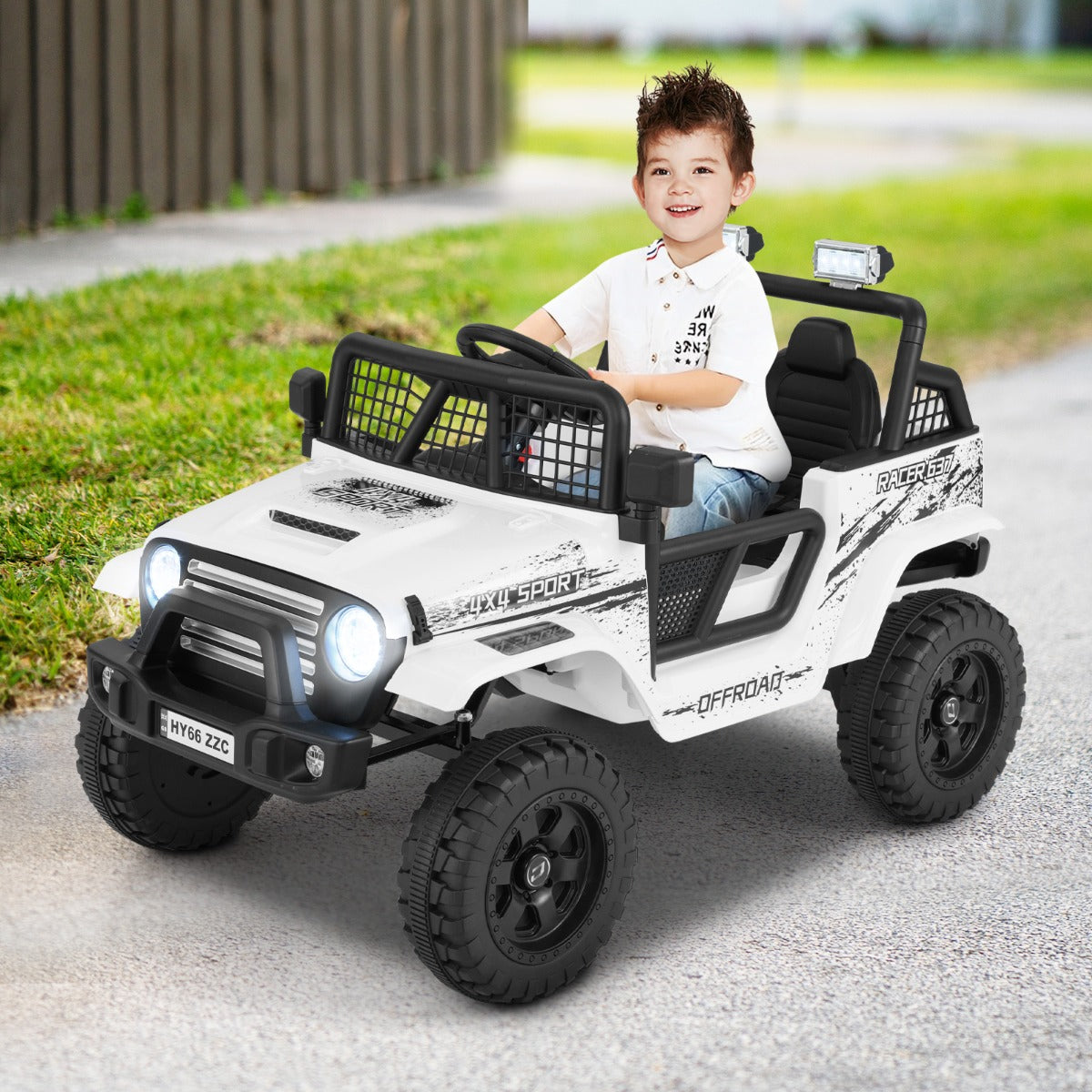 12V Kids Ride on Truck Car in White