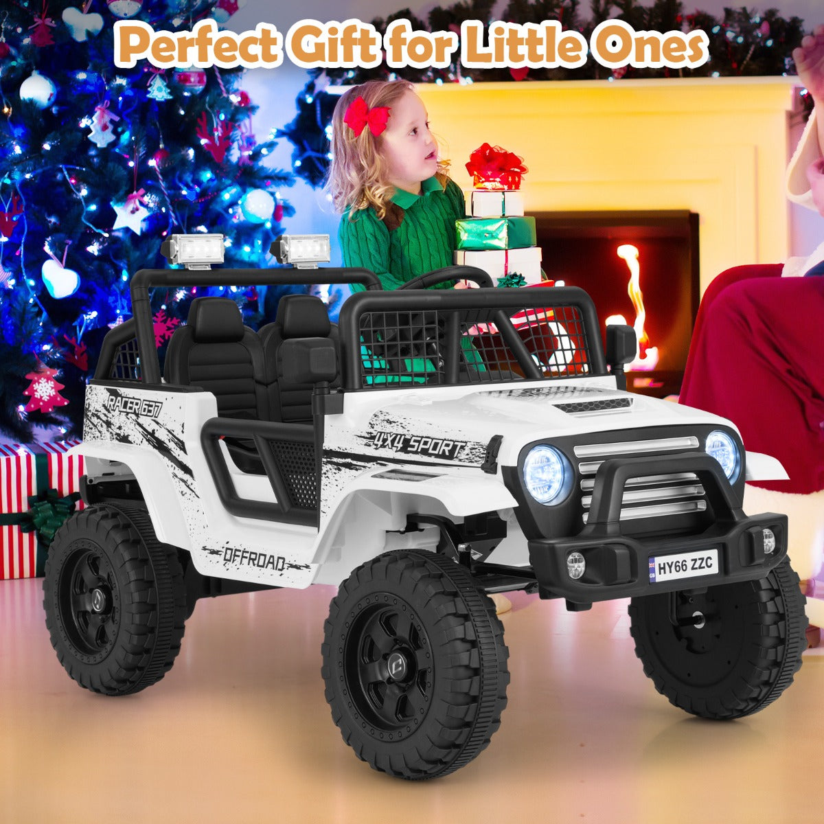 12V Kids Ride on Truck Car in White