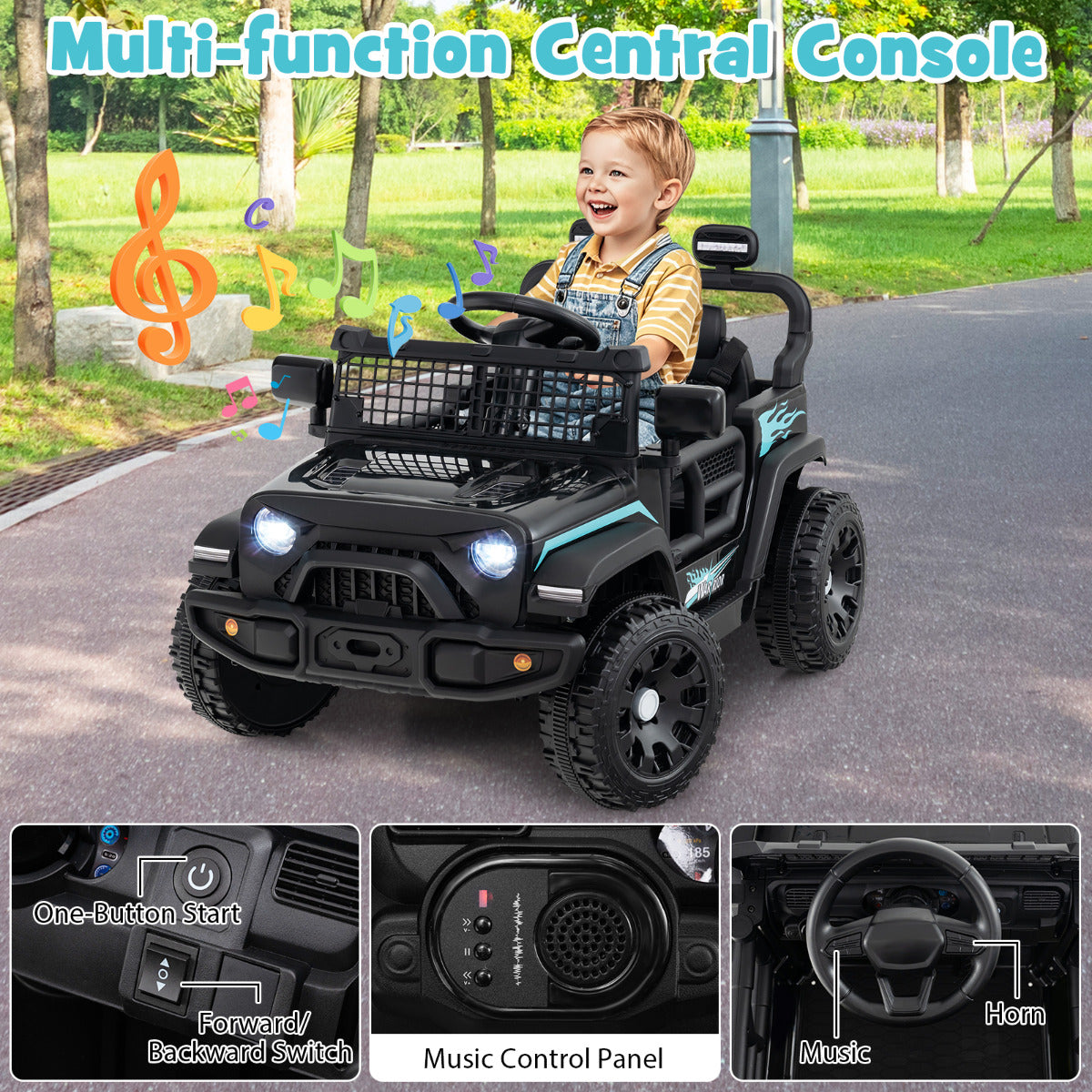 12V Kids Ride on Truck Car in Black