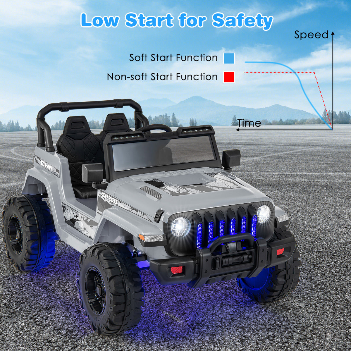 12V Kids Ride on Truck in Grey