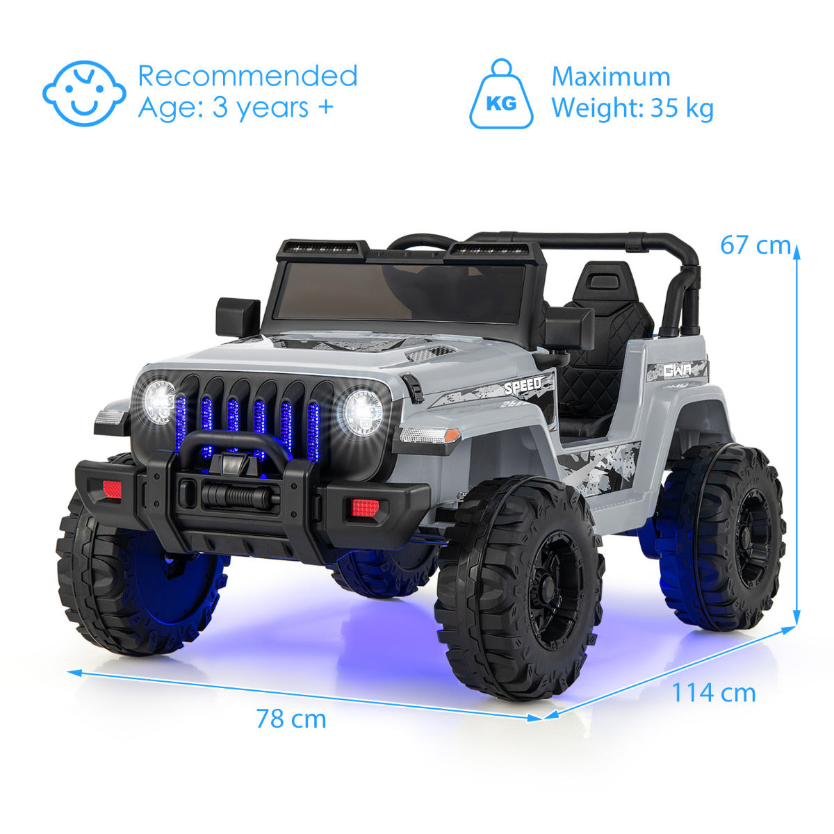 12V Kids Ride on Truck in Grey
