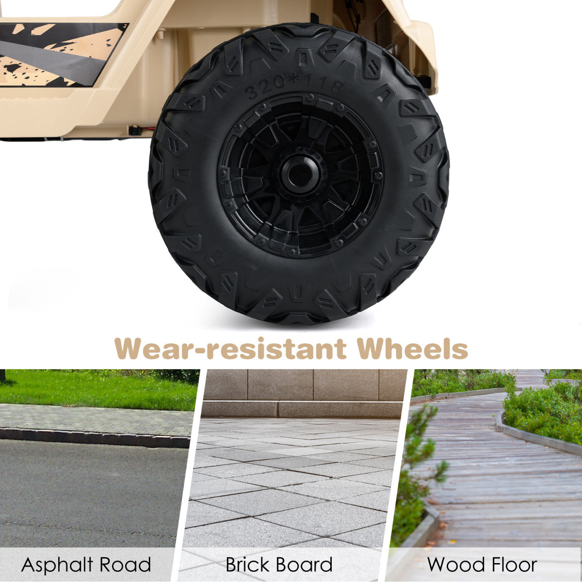 12V Kids Ride on Truck in Khaki