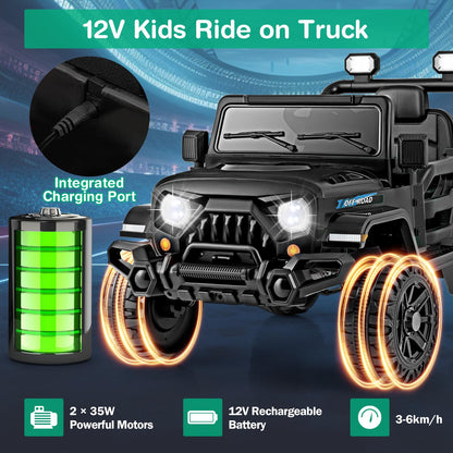 12V Kids Ride on Truck in Black