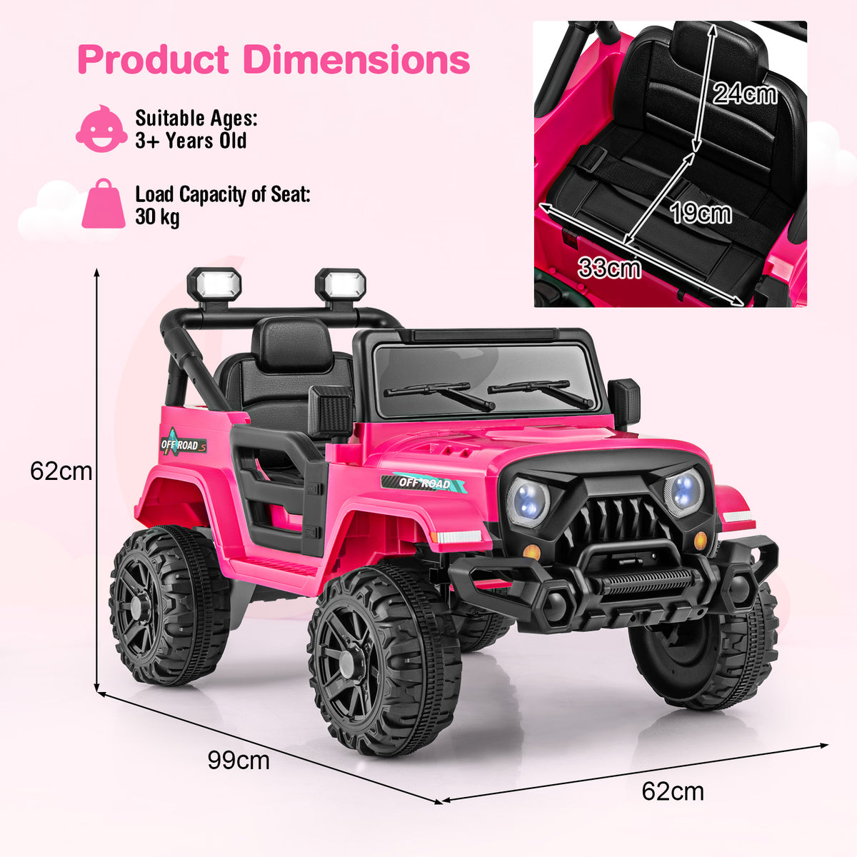12V Kids Ride on Truck in Pink