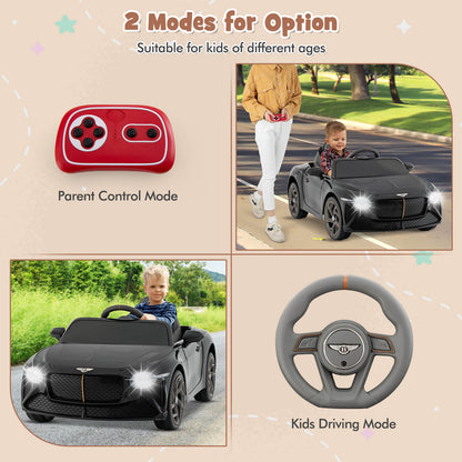 The remote control and steering wheel for the Bentley Bacalar kids electric car