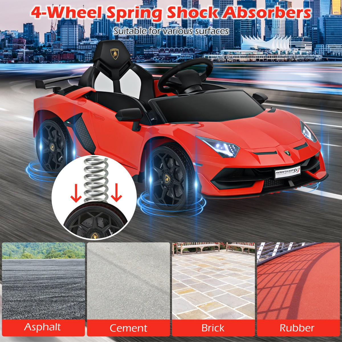12V Licensed Lamborghini Kids Ride on Car in Red