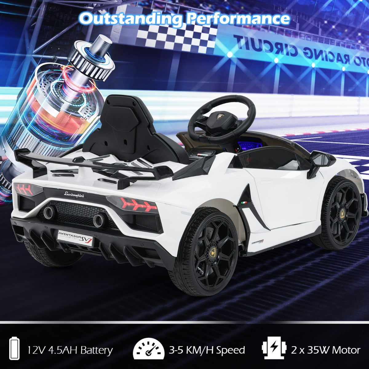 12V Licensed Lamborghini Kids Ride on Car in White