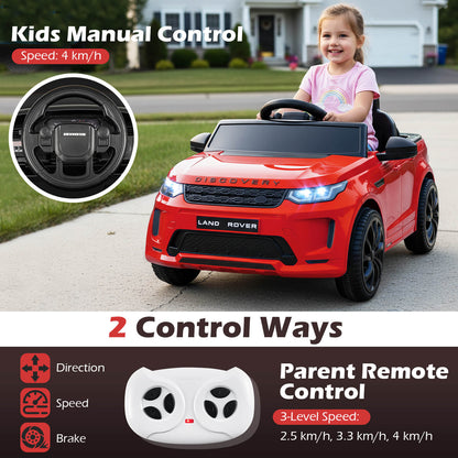 The kids electric car with diagrams showing manual and remote control operation