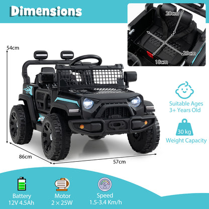12V Kids Ride on Truck Car in Black
