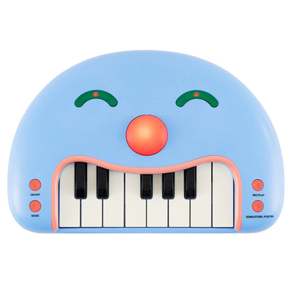 13-Key Kids Piano Keyboard Interactive Toy in blue with a smiling face design