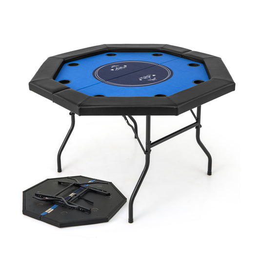 130 cm Foldable Poker Table shown fully assembled with a separate folded base unit on the floor