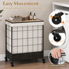 130L Handwoven Rattan Laundry Hamper with Lid and Lockable Wheels-Black