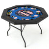 130 cm Foldable Poker Table with Padded Rails and Folding Legs for 8 Players-Blue