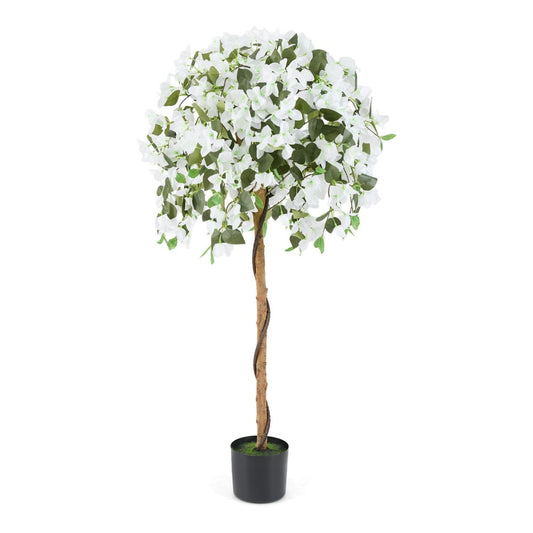 130cm Artificial Azalea Tree with a wood trunk and white flowers