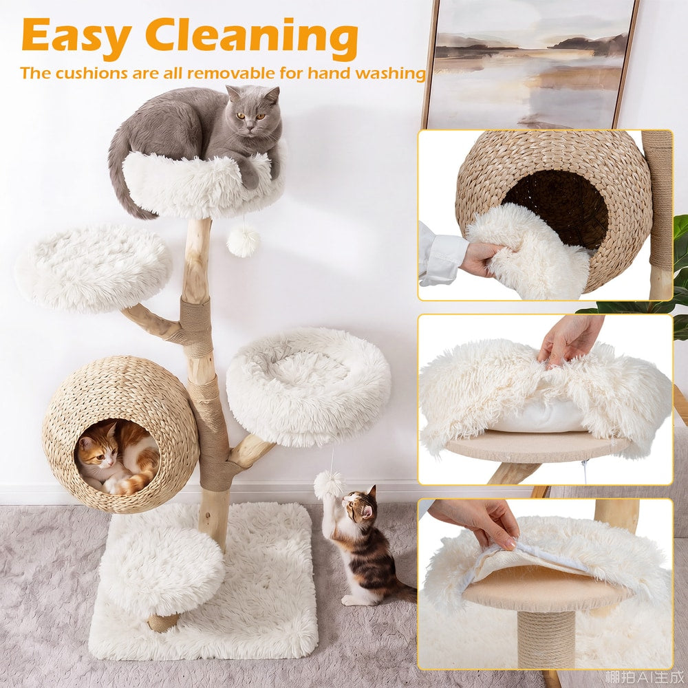 Easy cleaning of the cat tree cushions and scratching posts