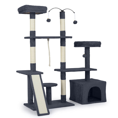 The cat tree shown from the side against a plain white background