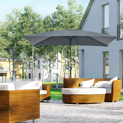 Outsunny Garden Parasol Umbrella with Aluminium Pole in Dark Grey