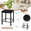 3 Piece Dining Table Set with 2 Faux Leather Backless Stools-Black
