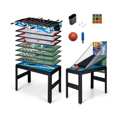 14-In-1 Game Table for Party Game Room Family Night with stacked boards and basketball hoop