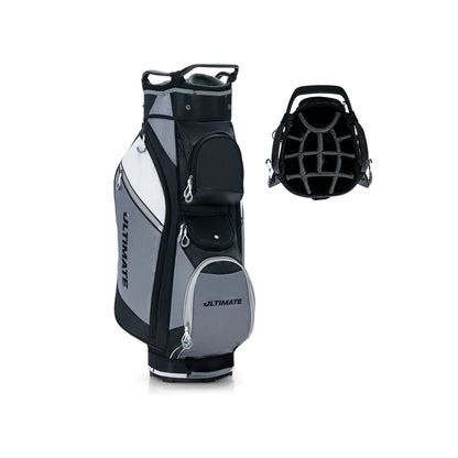 14-Way Lightweight Portable Golf Cart Bag with Cooler Bag showing the full design and top view