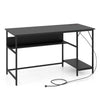 140 x 60 CM Computer Desk with Charging Station Home Office PC Desk with 4 Power Outlets and 2 USB Ports-Black