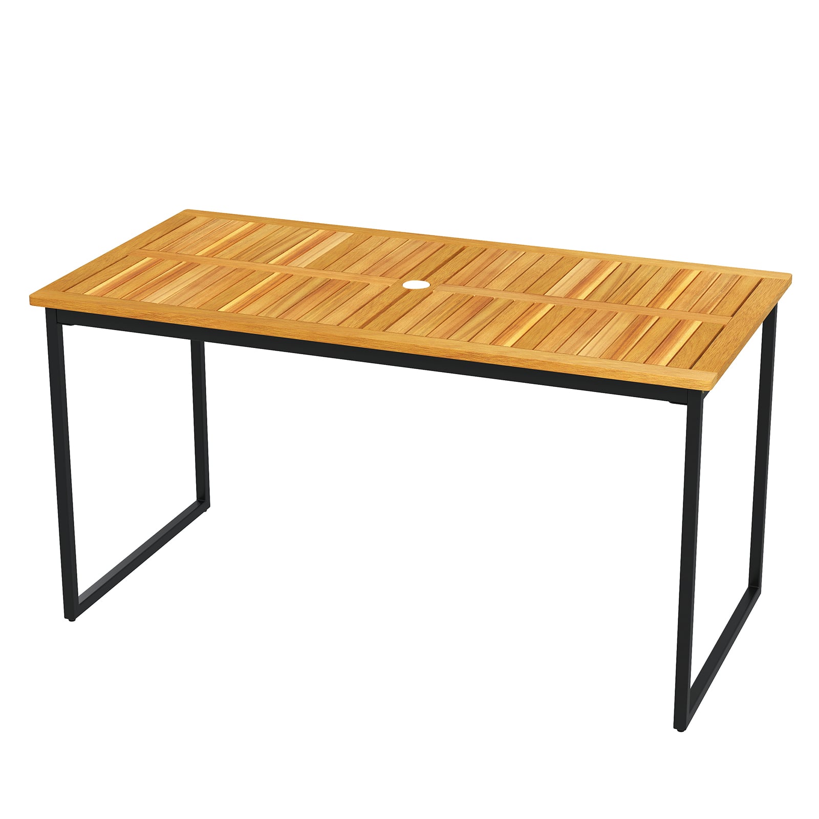 140 x 70cm Acacia Wood Dining Table for 6 People with Slatted Tabletop