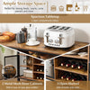 140cm Buffet Sideboard with 8-Bottle Wine Racks and 6 Rows of Wine Glass Holders-Rustic Brown