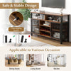 140cm Buffet Sideboard with 8-Bottle Wine Racks and 6 Rows of Wine Glass Holders-Rustic Brown