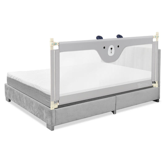 142/175CM Toddler Infant Security Guardrail with Double Lock-Size 2 fitted on a grey bed base