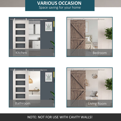 HOMCOM Wooden Sliding Door Kit in Silver