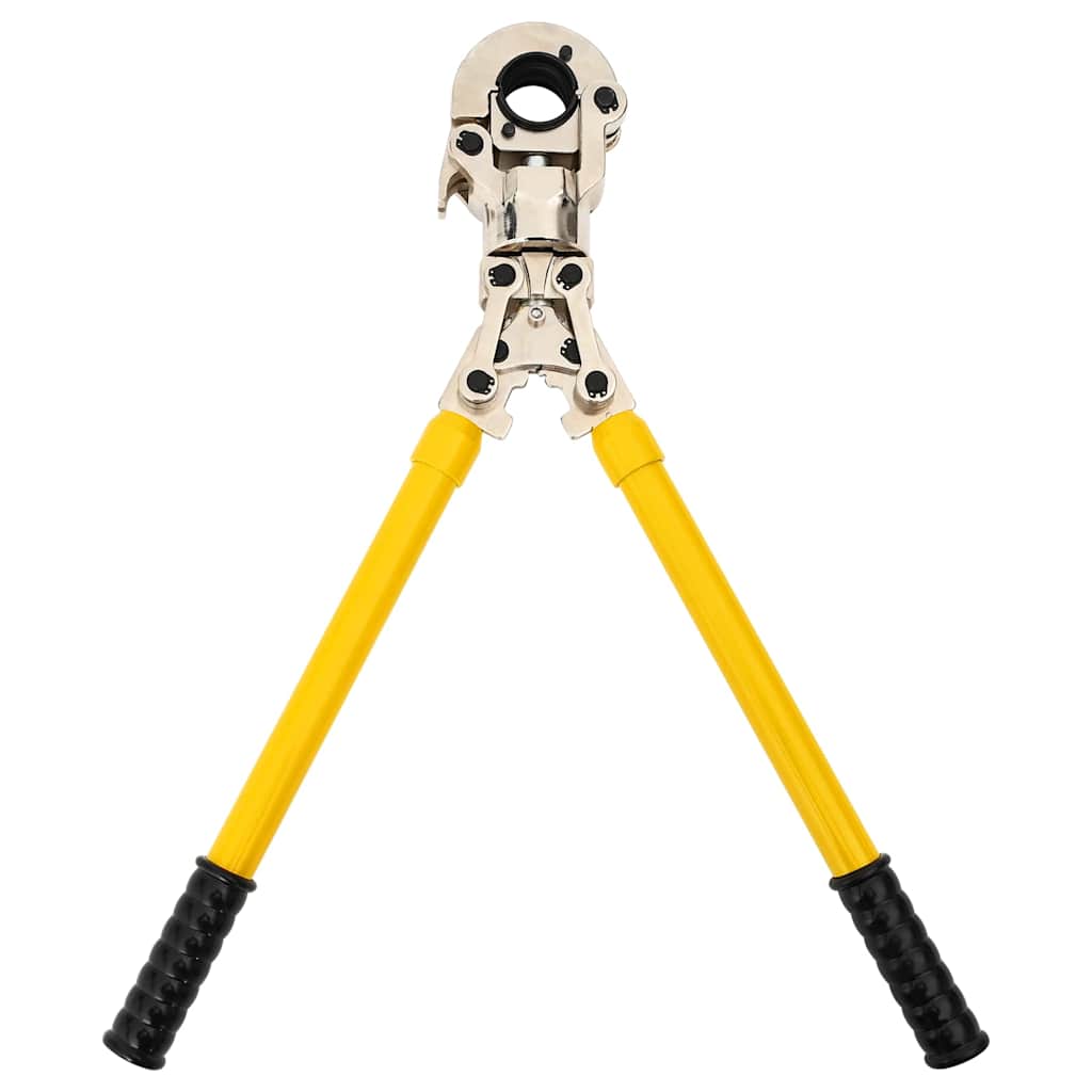 The hydraulic crimping pliers with yellow telescopic handles and black grips