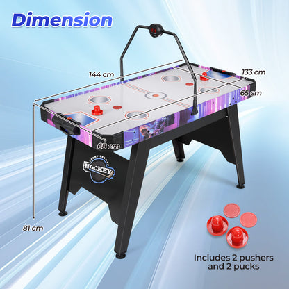 Dimension diagram of the air hockey table showing height, width and depth