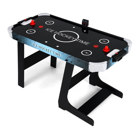 144 CM Foldable Air Hockey Table with 2 Pucks for Kids and Adults-Black, a black game room table with a playing surface