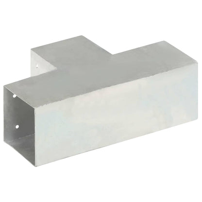 A single galvanised metal T-shaped connector viewed from the side