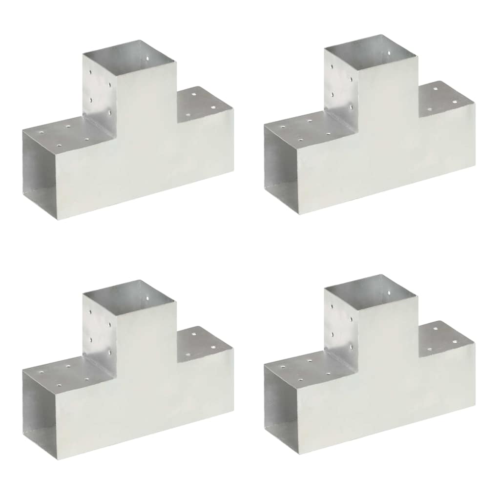 Post Connectors 4 pcs T Shape Galvanised Metal showing four T-shaped metal brackets