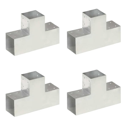 Post Connectors 4 pcs T Shape Galvanised Metal showing four T-shaped metal brackets