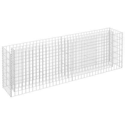 The galvanised raised garden bed structure shown empty