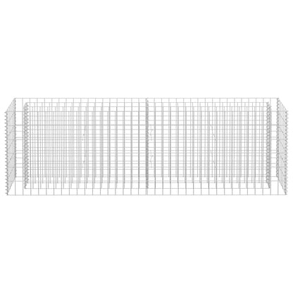 The empty galvanised raised garden bed structure