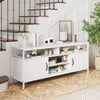 147 cm Industrial TV Stand with Adjustable Shelf for TVs up to 65 Inch-White