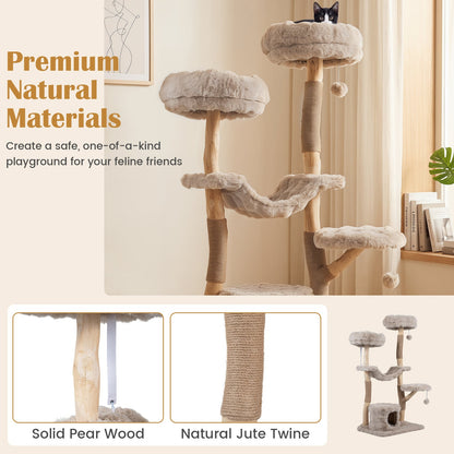 Close up of the cat tree tower showing natural materials