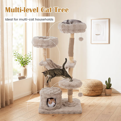 Multi-level cat tree with cats on different levels