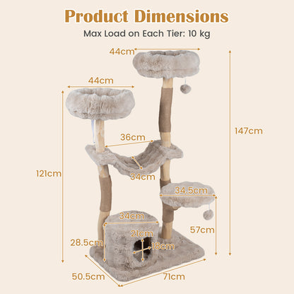 Product dimensions diagram for the cat tree tower