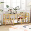 147cm TV Console Table with Tempered Glass Shelves-Golden
