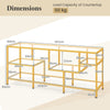 147cm TV Console Table with Tempered Glass Shelves-Golden