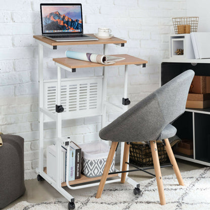 2-In-1 Mobile Lifting Height Adjustable Computer Desk