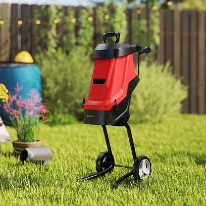 15-AMP Electric Wood Chipper and Shredder with Wheels-Red