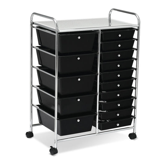 15 Drawer Rolling Storage Cart with 4 wheels in black