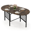150 CM Folding Dining Table for 6-8 People with Metal Legs-Brown