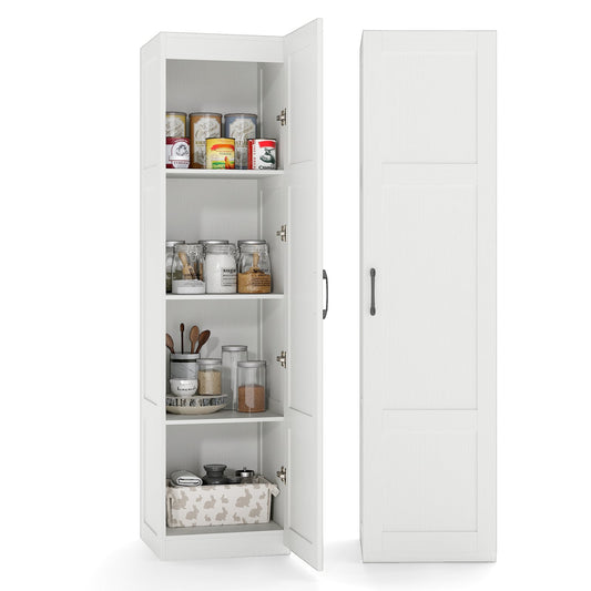 150 cm Tall 4-Tier Freestanding Storage Floor Cabinet with doors open showing shelves and contents